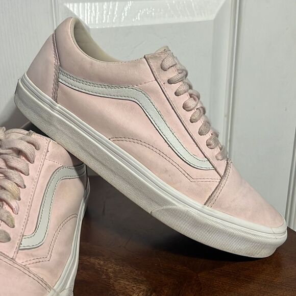 🔥🔥 Pink Leather VANS OLD SKOOL Sneakers - Women Sz 8.5 - Very Good Condition - Picture 2 of 13